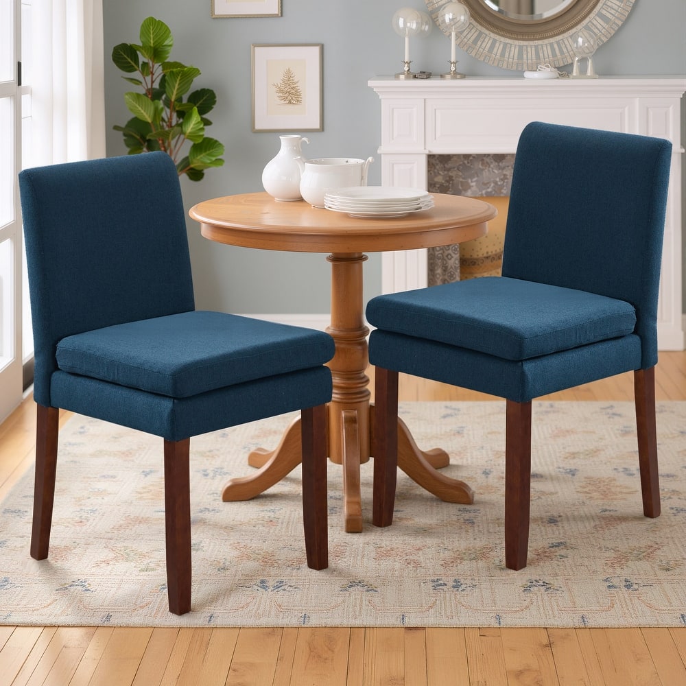 Upholstered Dining Chairs, Modern Dining Room Chairs Set of 2 with Thick Padded Cushion Seat, Linen Fabric Kitchen Dining Chairs