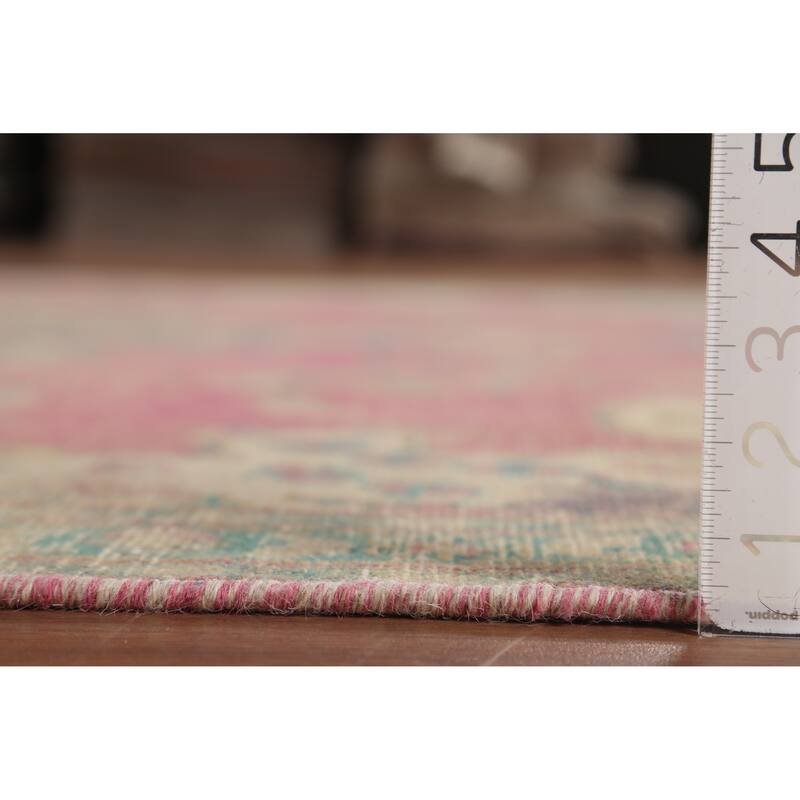 Pink Tabriz Persian Antique Area Rug Handmade Wool Carpet - 7'5"x 10'1"