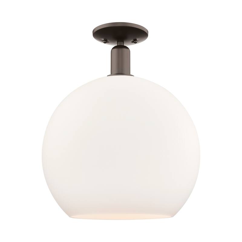 Innovations Lighting 716-1C-19-14 Athens Semi-Flush Athens 14" Wide - Oil Rubbed Bronze / Matte White