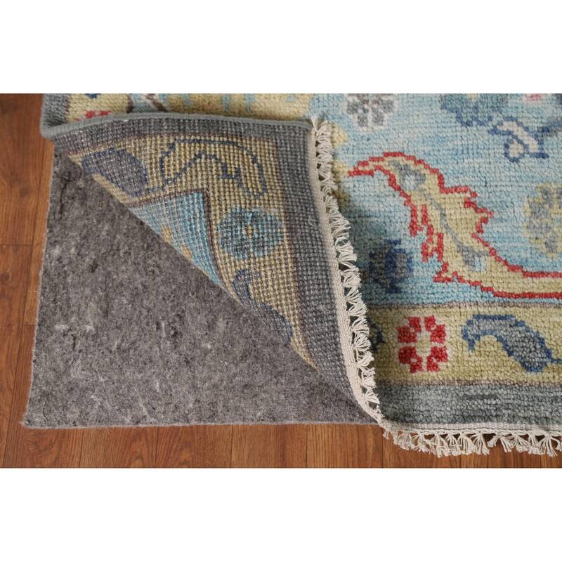 Gray Floral Oushak Oriental Area Rug Hand-Knotted Wool Carpet - 9'0"x 11'9"