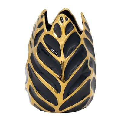 Sagebrook Home Leaf Ceramic Accent Vase