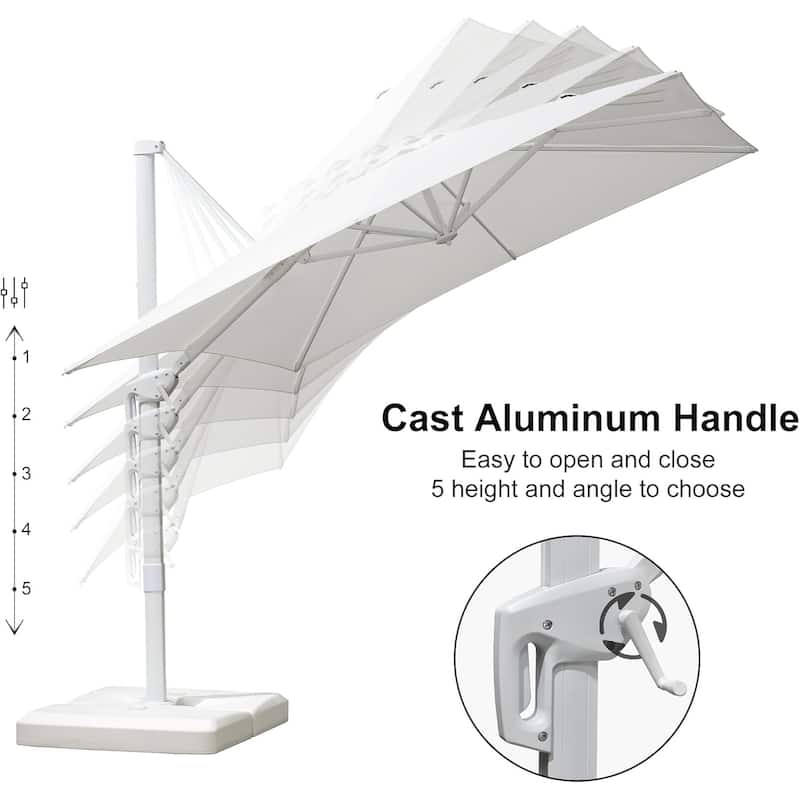 PURPLE LEAF 8 ft White Cantilever Patio Umbrella with 360 Degree Rotation