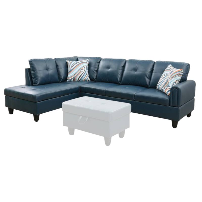 KISRAIS 97" Wide 2-Piece Vegan Leather Sectional Sofa Set without Ottoman for Small Space