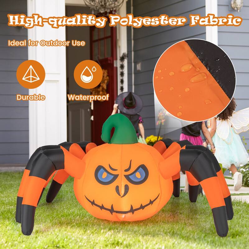 Costway 5 FT Long Halloween Inflatable Pumpkin Spider Blow-up - See Details