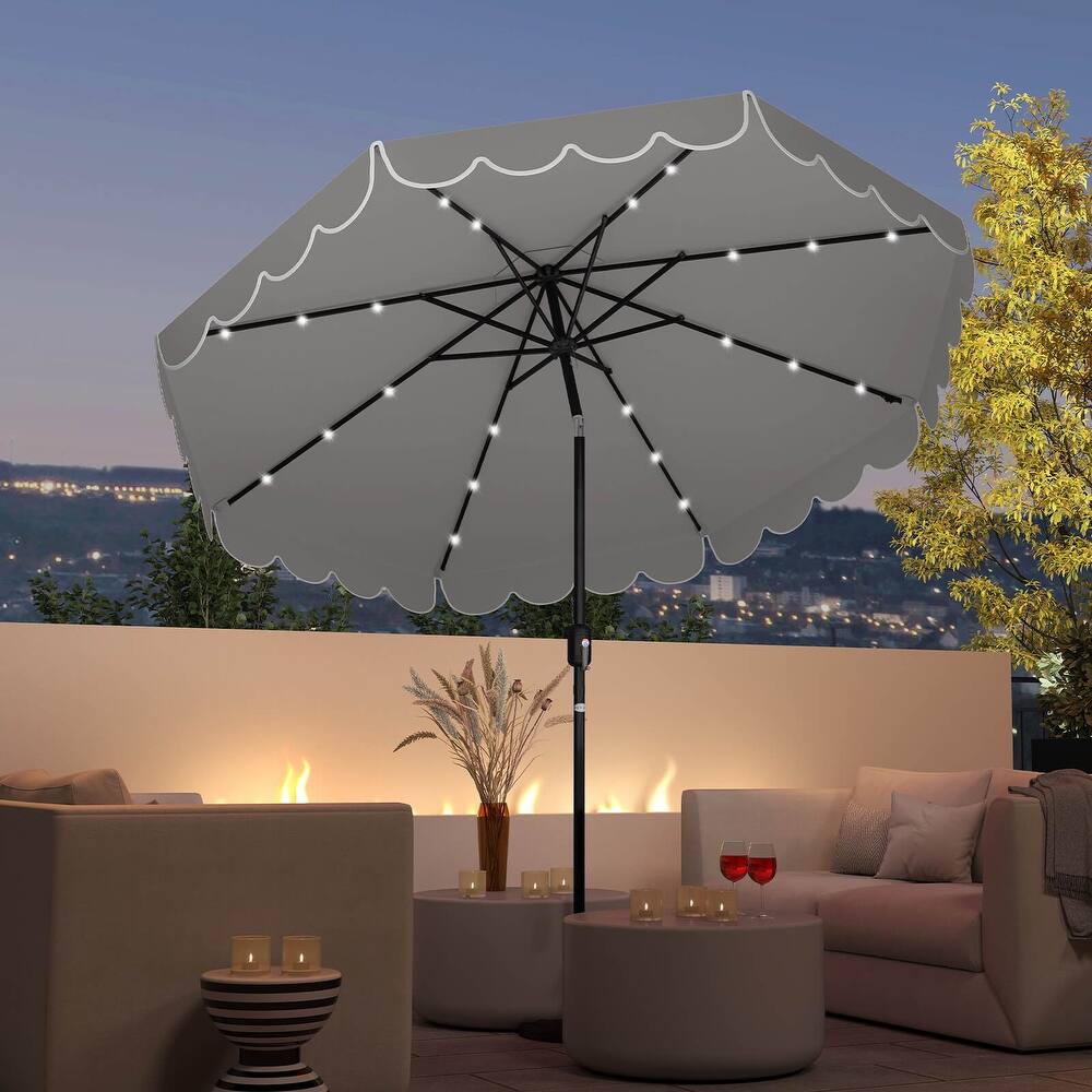 Costway 9.3 FT Solar Patio Umbrella Outdoor Market Sunshade with 24 - See Details
