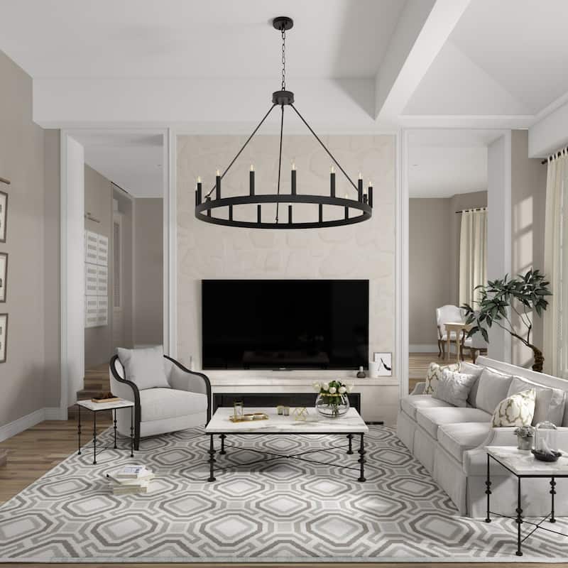 Acroma 15-light Modern Farmhouse Round Wagon Wheel Chandelier