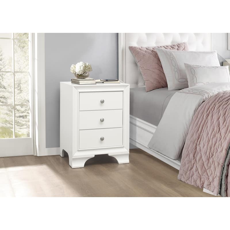 3-Drawers Nightstand with 2 USB Ports 1pc Bedside Table