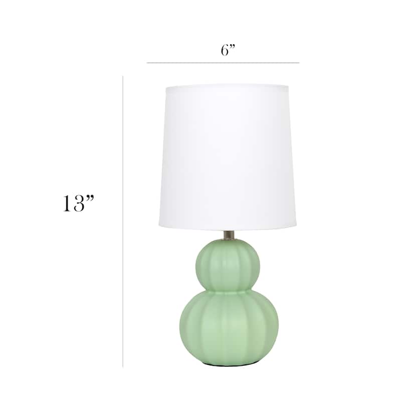Double Gourd Ceramic Table Lamp with Fabric Shade - 6 x 6 x 13 in. (L x W x H)