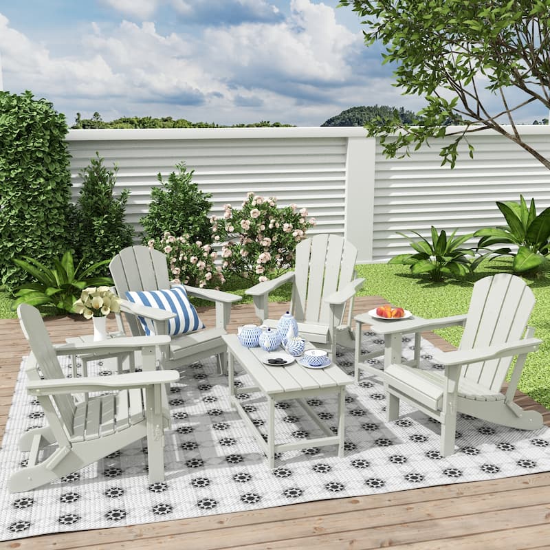 Laguna Hdpe All Weather Outdoor Patio Foldable Adirondack Chairs Conversation Set (7-Piece Set) - Sand