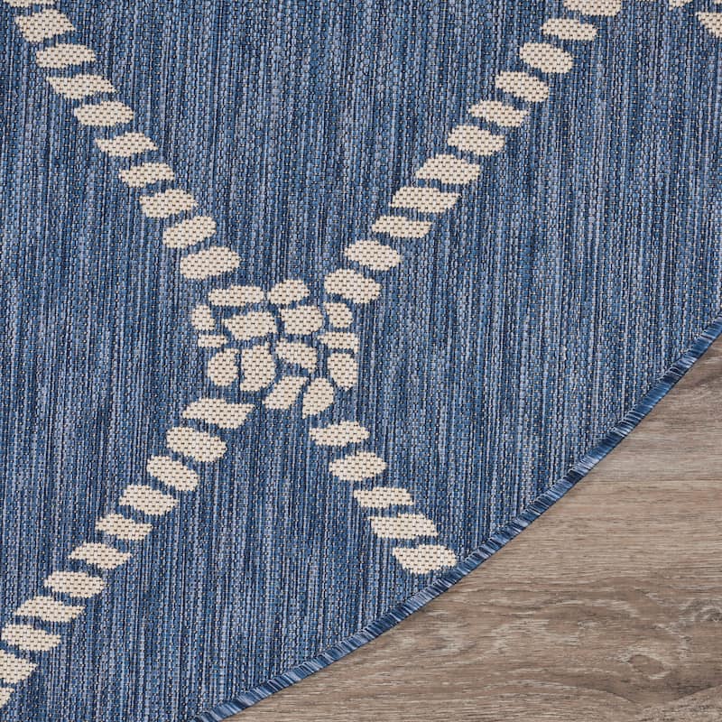Sevita Tides Nautical Rope Knot Blue/White Indoor/Outdoor Area Rug