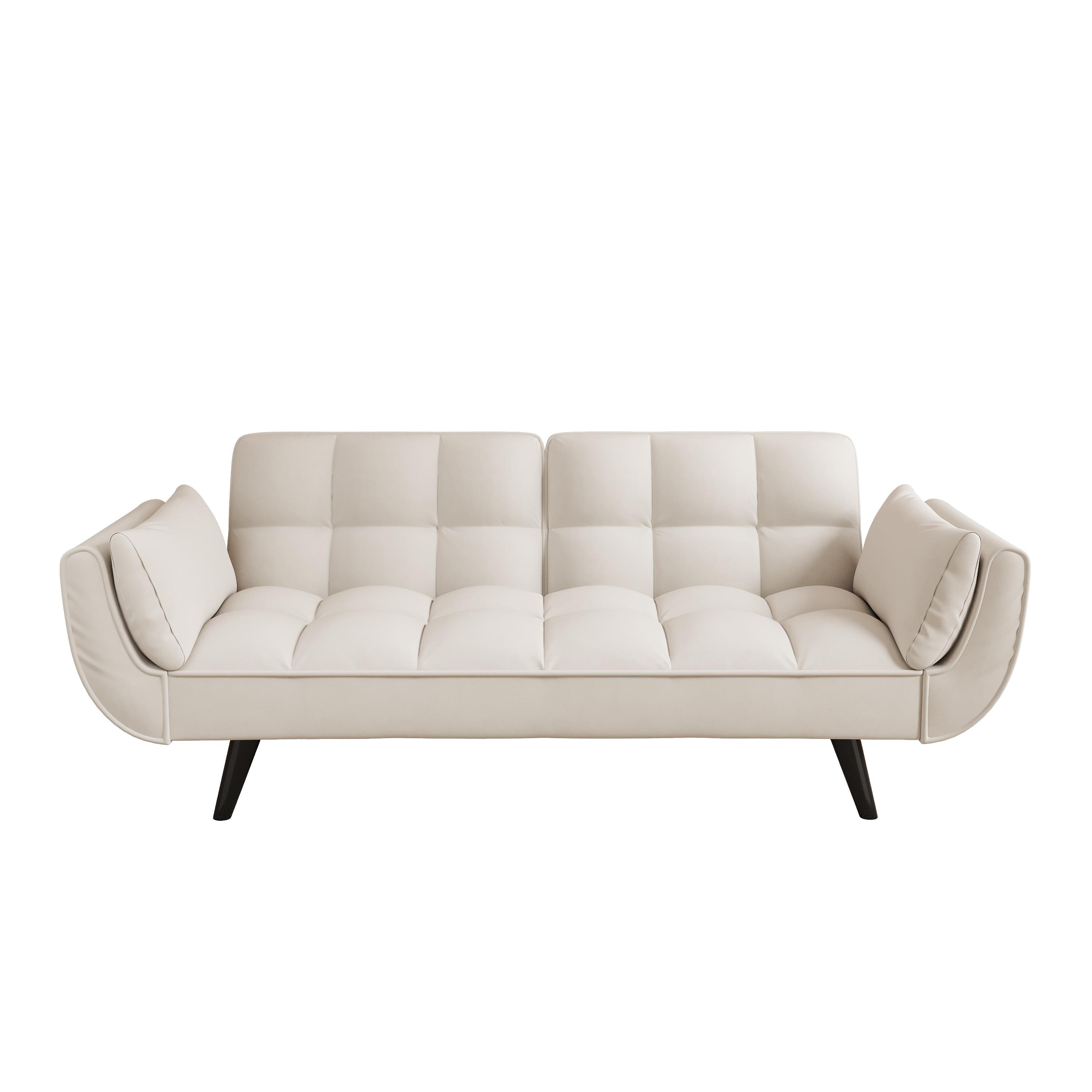 57 inch beige sofa soft two armrests throw pillow pillow comfortable fit apartment bedroom small space Bed Bath Beyond 40116099