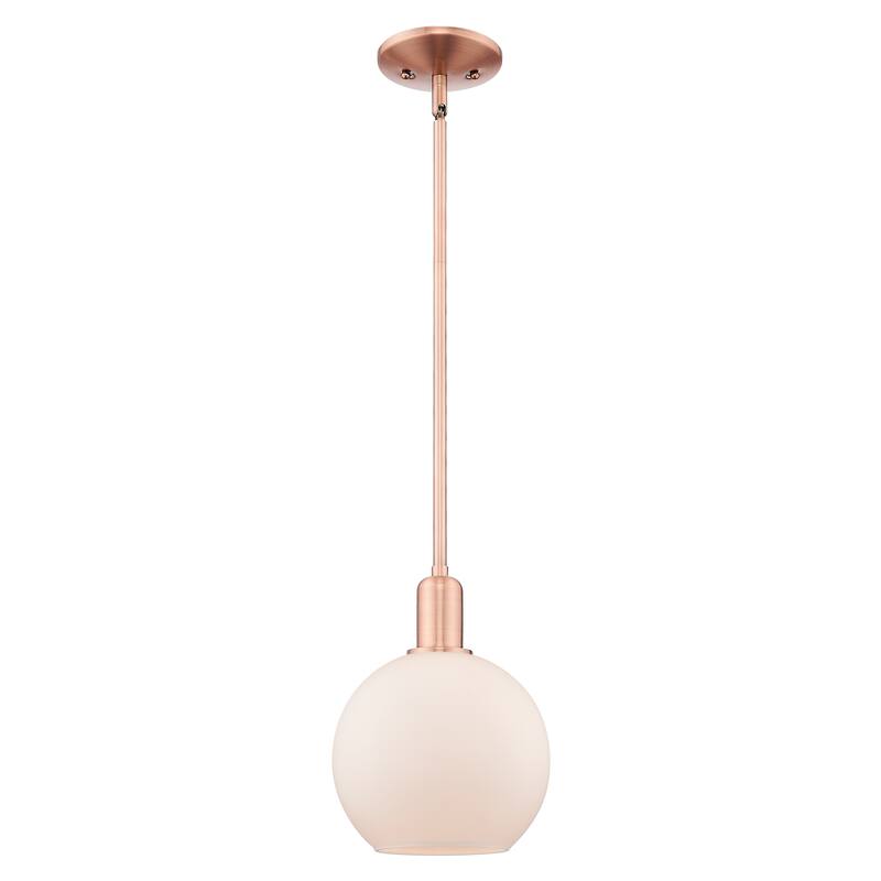 Innovations Lighting Endless Possibilities Arcadia - Athens - 1 Light 8" Stem Hung Mini Pendant - Antique Copper/Matte White