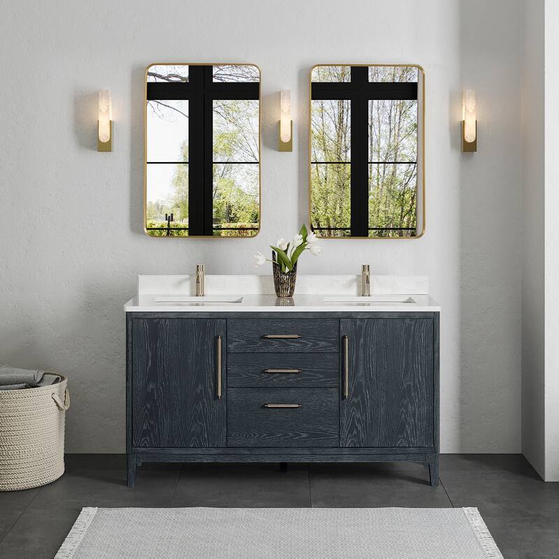 Miseno MV-NM-GARA60M-GWT Gara 60" Free Standing Double Basin Vanity