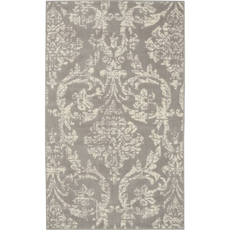 Nourison Jane Farmhouse Vintage Indoor only Damask Area Rug - 3' x 5' - Grey