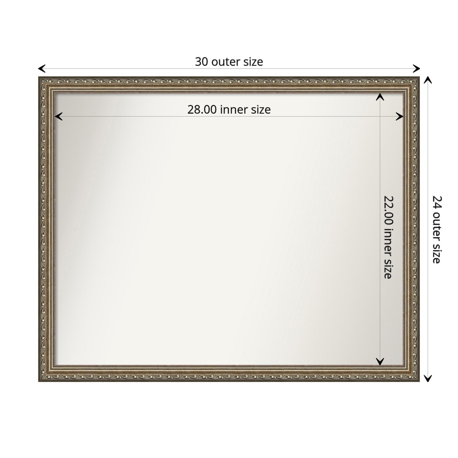 Non-Beveled Wood Bathroom Wall Mirror - Parisian Silver Frame