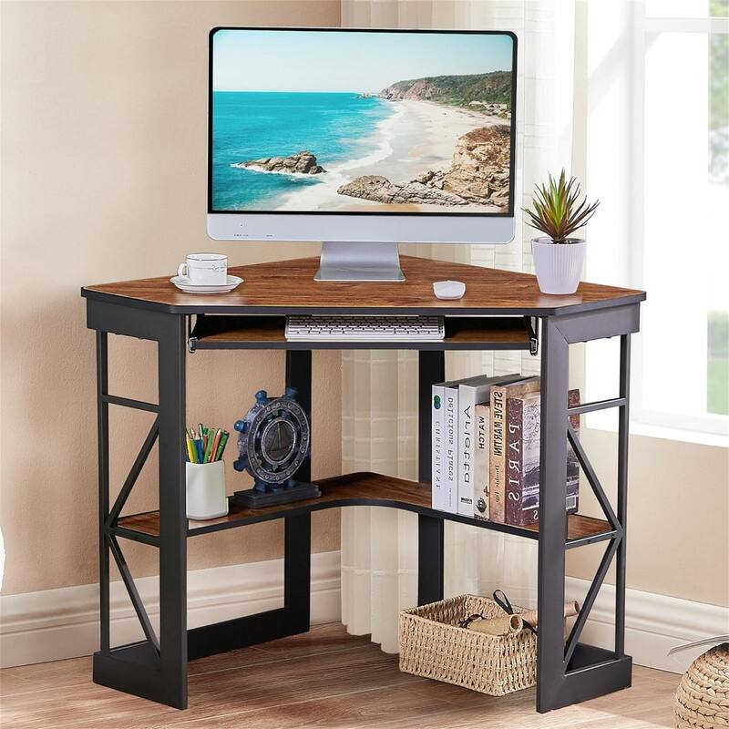 Corner Computer Desk - 41"D x 28"W x 30"H - Teak