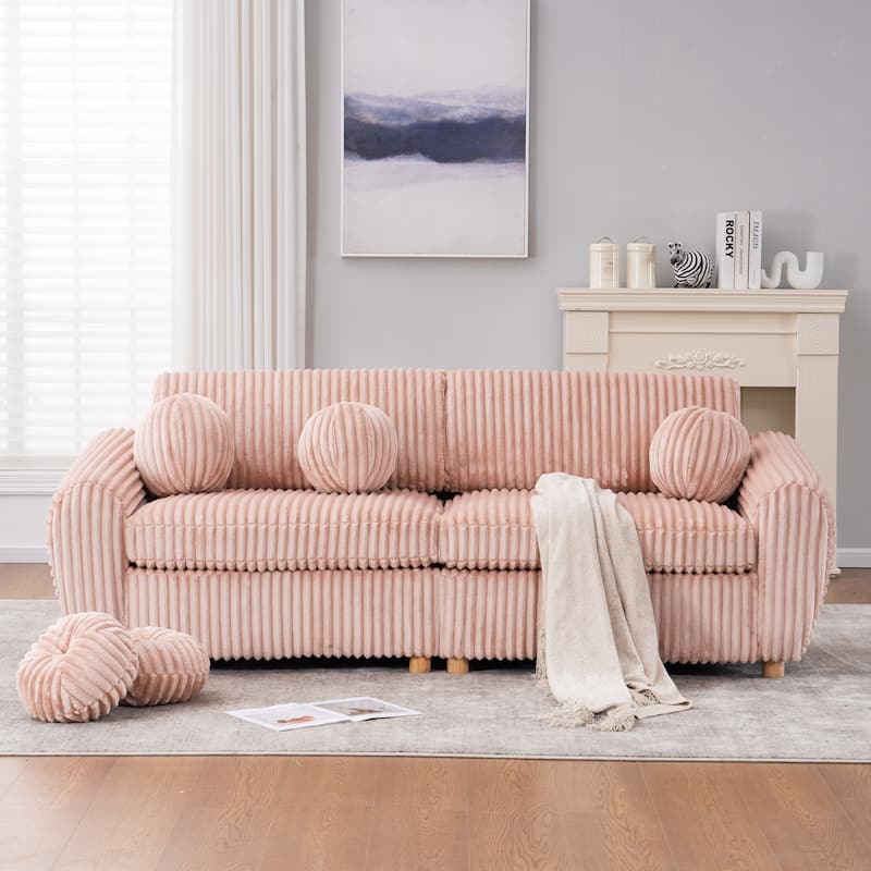 Upholstered Loveseat Sofa Chair with Golden Metal Legs