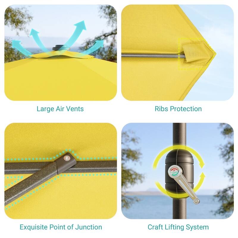 BONOSUKI LED Patio 9Ft Market Umbrella,Outside Deck Table Umbrella