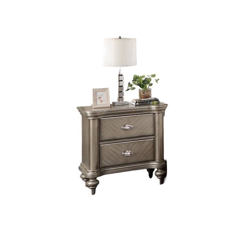 Luxury Classic Antique / 1pc Nightstand Storage Space Bedside Table Bedroom Furniture - Antique Silver