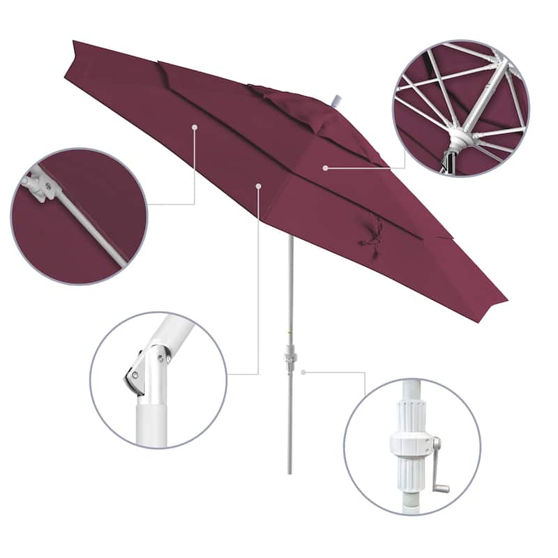 California Umbrella 11' Sun Master Patio Umbrella White Aluminum Pole Fiberglass Ribs Crank Lift Tilt Pacifica