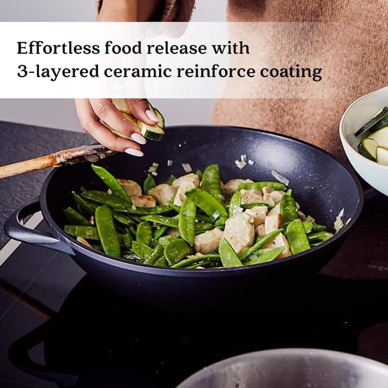 Alva Energy Ceramic Nonstick Wok, Non-Toxic Stir-Fry Pan - 12"