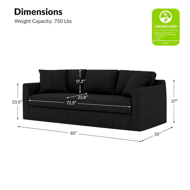 Riccardo 85" Modern Slipcovered Sofa with Square Flange Arm by HULALA HOME