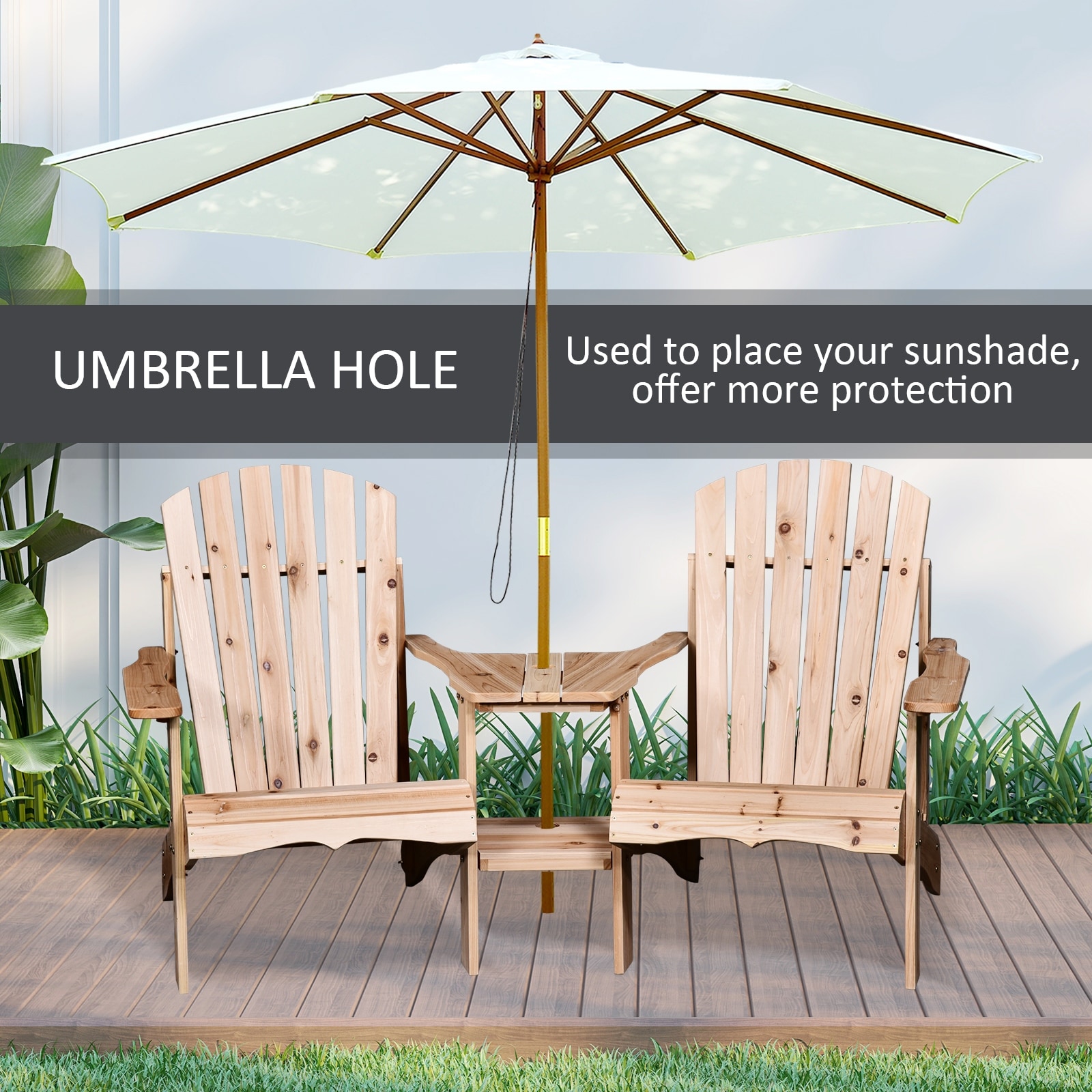 Armopa Wood Adirondack Chairs with Attached Center Table by Havenside Home