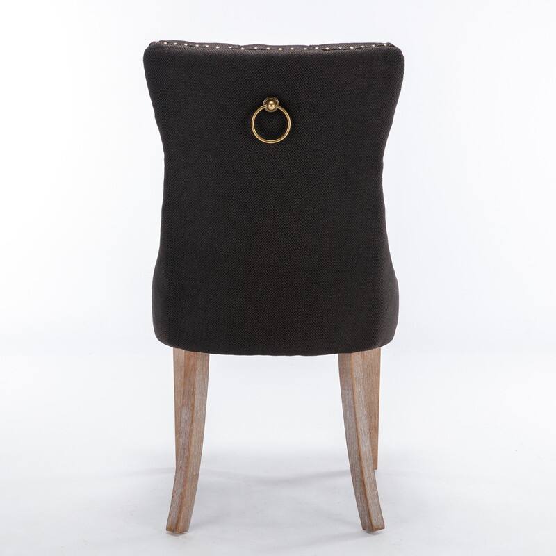 Modern/Contemporary Linen Dining Chair with Solid Wood Legs（Set of 2）
