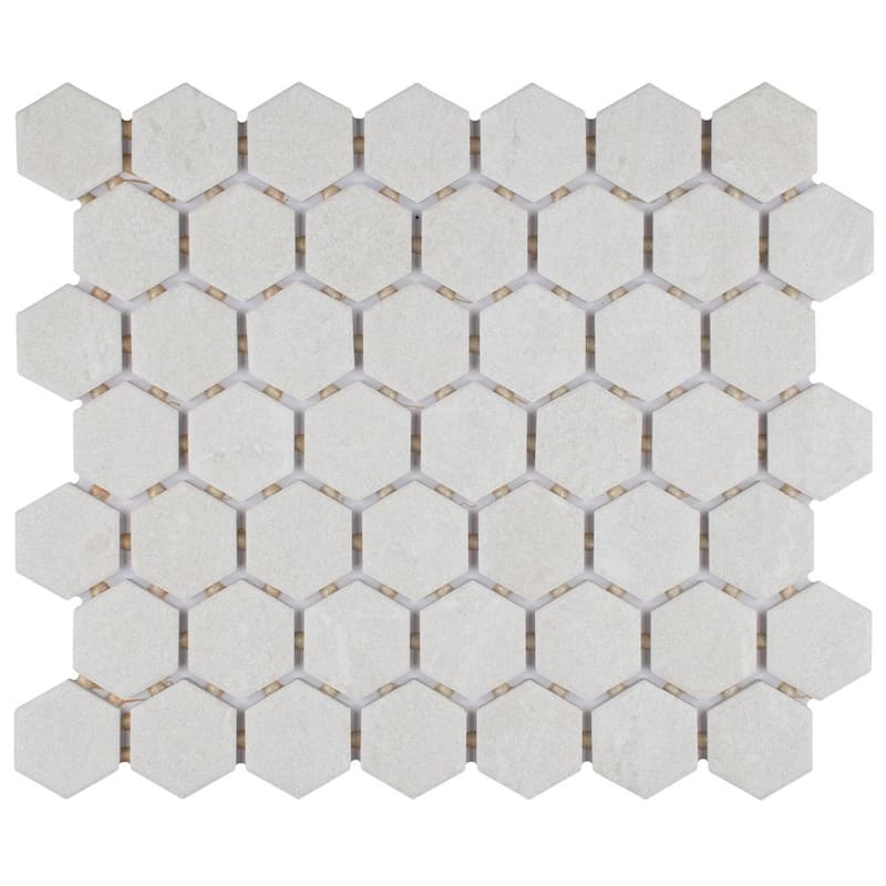 Merola Tile Liverpool Hex White 10" x 11-3/8" Ceramic Floor and Wall Tile