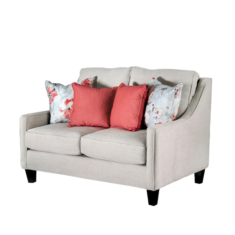 Lilu Transitional Ivory Chenille Cushioned Loveseat by Furniture of America