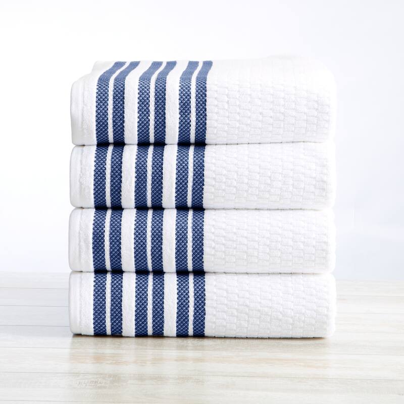 Luxurious Cotton Textured & Detailed Stripes Towel Set