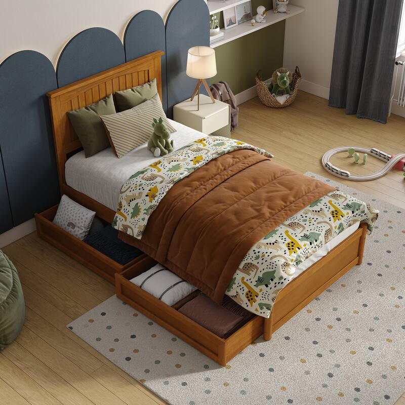 Malta Platform Bed with Panel Footboard and Storage Drawers