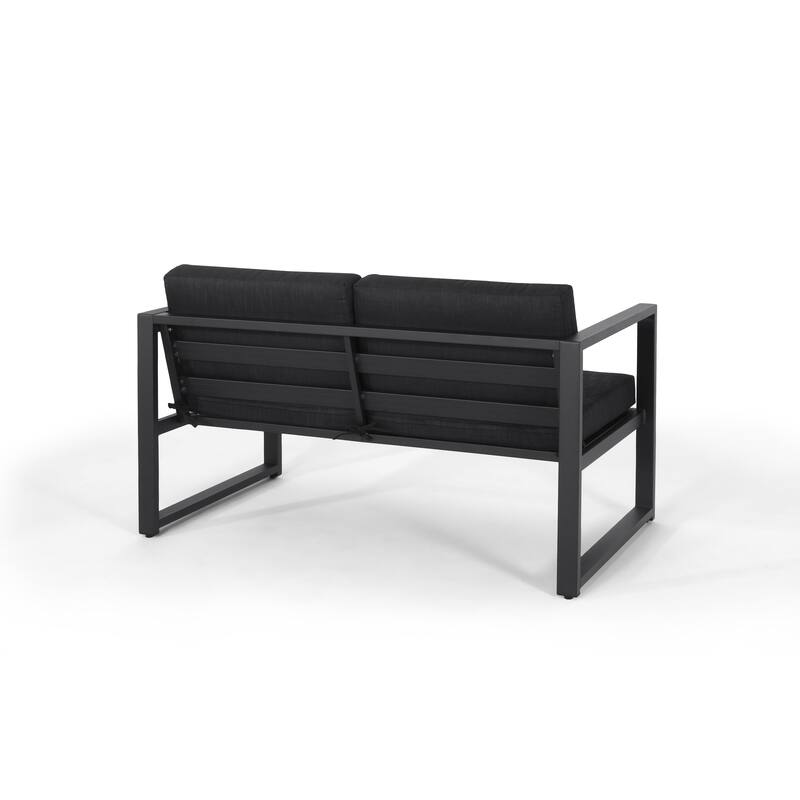 4 Piece Outdoor Sectional Sofa Set, Patio Aluminium Conversation Furniture Sets with Coffee Table and Cushions