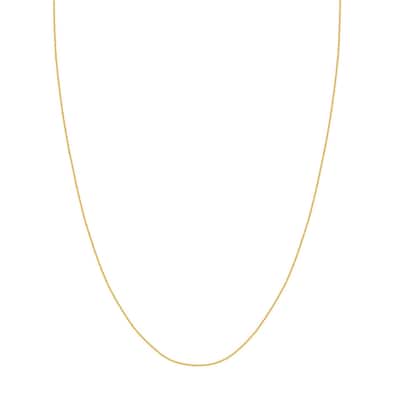Curata 14k Yellow Gold 1mm Hollow Square Wheat Chain Necklace (Spring Ring) Options 16 18 20