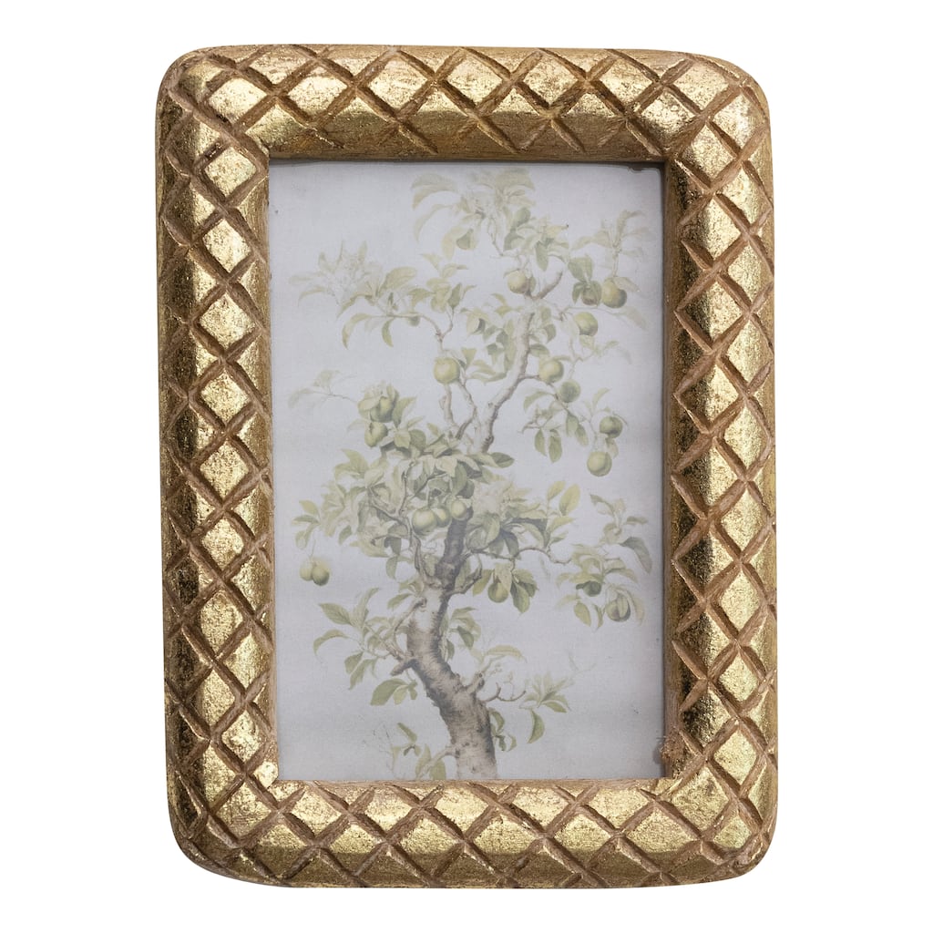 Carved Mango Wood Photo Frame with Pattern