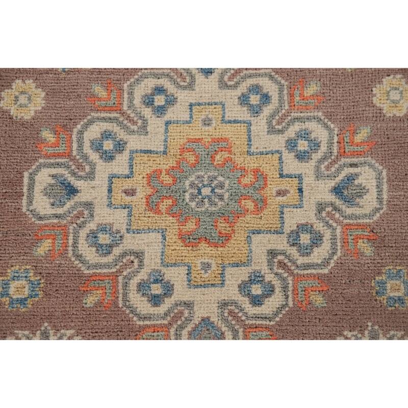 Geometric Kazak Oriental Runner Rug Handmade Wool Carpet - 2'9" x 9'10"