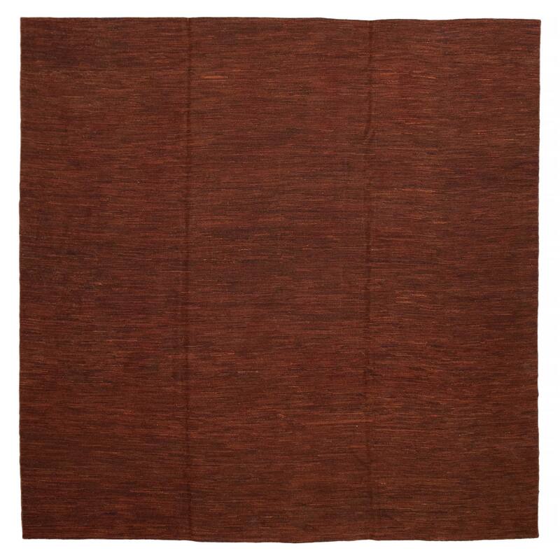 ECARPETGALLERY Flat-Weave Natural Brown Wool Tapestry Kilim - 11'7 x 11'5 - Dark Brown - 11'7 x 11'5