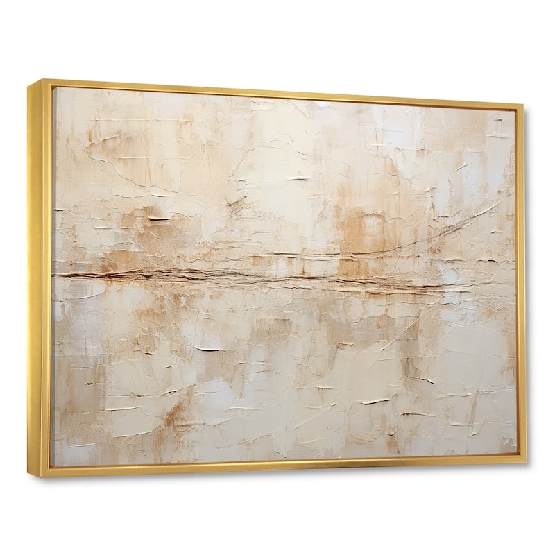 Designart "Beige And White Timeless Minimalism" Abstract Painting Framed Canvas Art Print