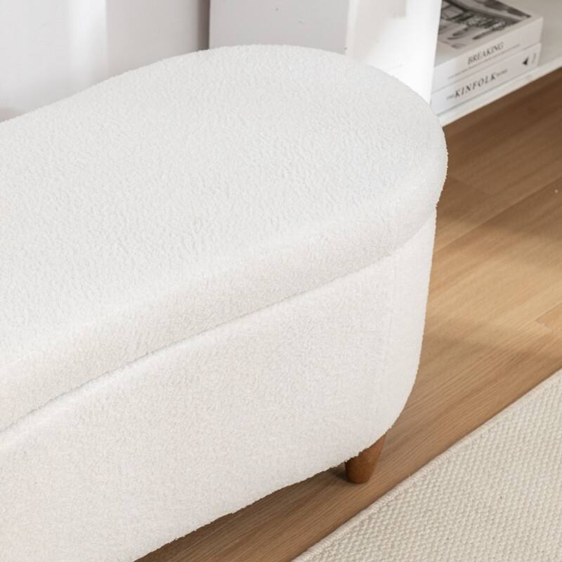 Modern Glam Teddy Fabric Upholstered Storage Ottoman Bench