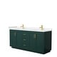 preview thumbnail 56 of 114, Miranda Double Vanity Set, Cultured Marble Top, No Mirror 72-Inch Double - Green, Gold Trim, Carrara Cultured Marble Top