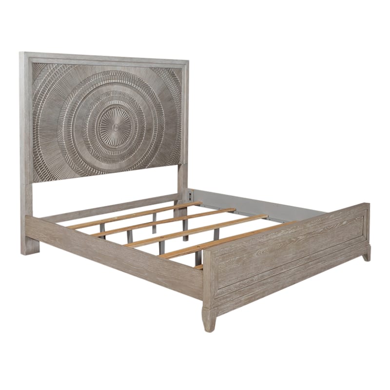 Belmar Washed Taupe Silver Champagne King Panel Bed