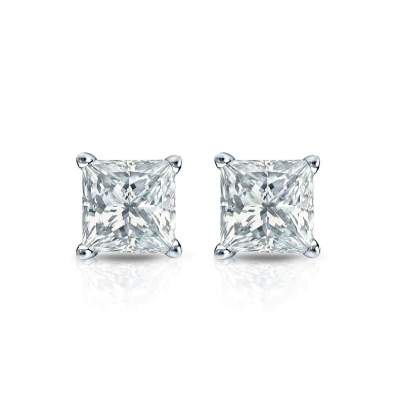 Auriya 14-karat Gold Lab Grown 0.62 carat TDW Princess Diamond Stud Earrings 4-Prong Basket Screw-back