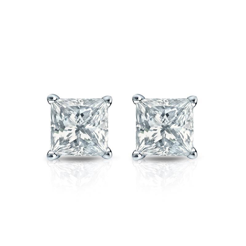 Auriya 18-karat Gold Lab Grown 0.62 carat TDW Princess Diamond Stud Earrings 4-Prong Basket Screw-back