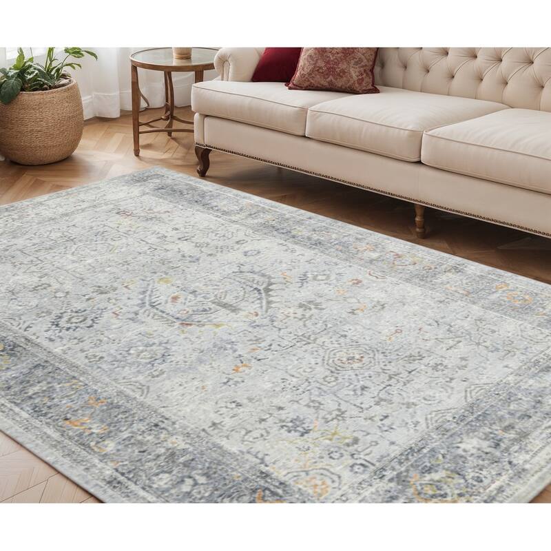 HomeRoots Medallion Transitional Rectangle Area Rug - 94.00 in. x 63.00 in.  x 0.30 in.