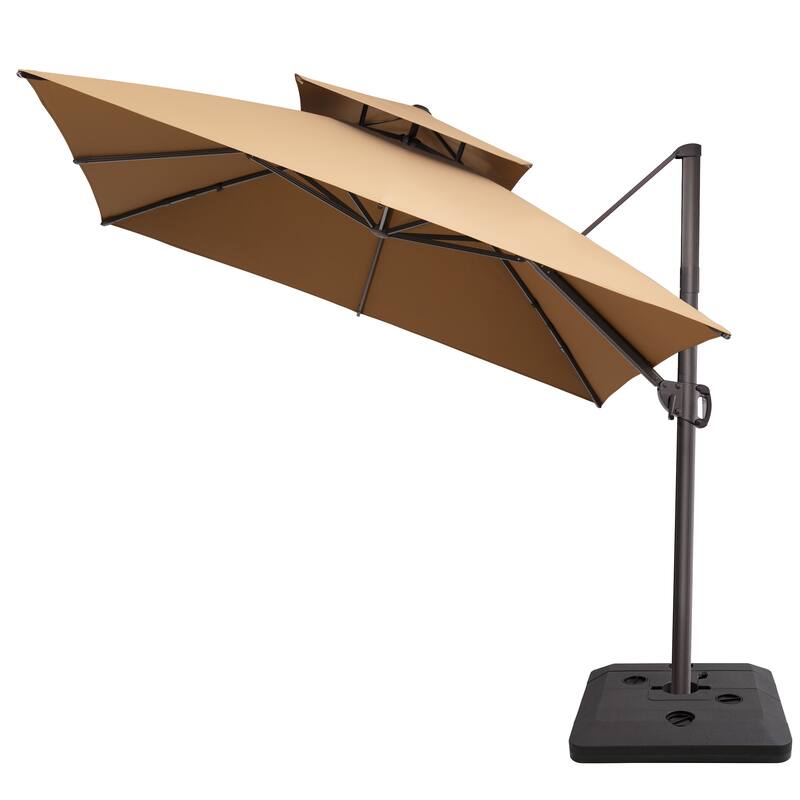 11 ft Square Patio Cantilever Offset Umbrella Double Top with Offset Base