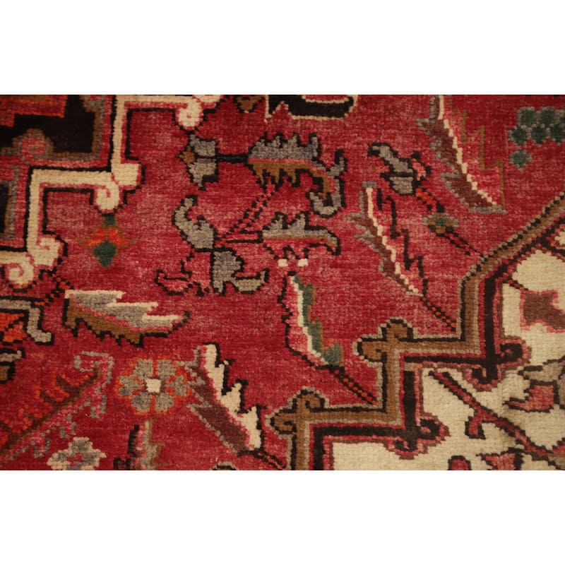 Hand Knotted Oriental 100% Wool Carpet Traditional Medallion Red Heriz Area Rug - 9' 5'' X 6' 6''