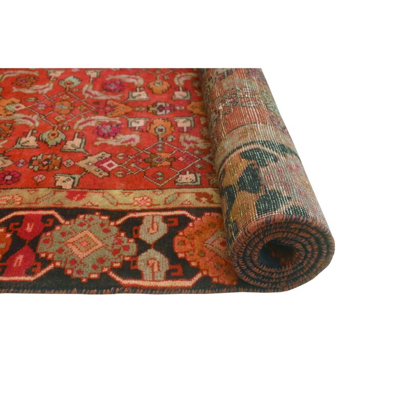 Fine Vintage Distressed Houri Rust/Black Rug - 4'11" x 9'2"