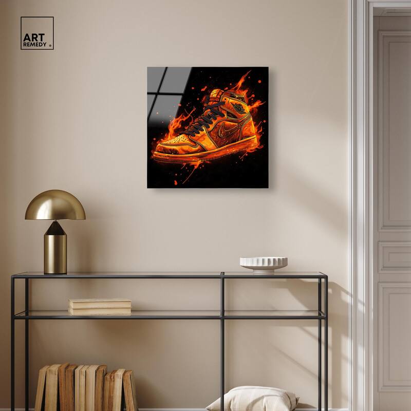 Jumpman on Fire I Acrylic by Art Remedy, Ready to Hang