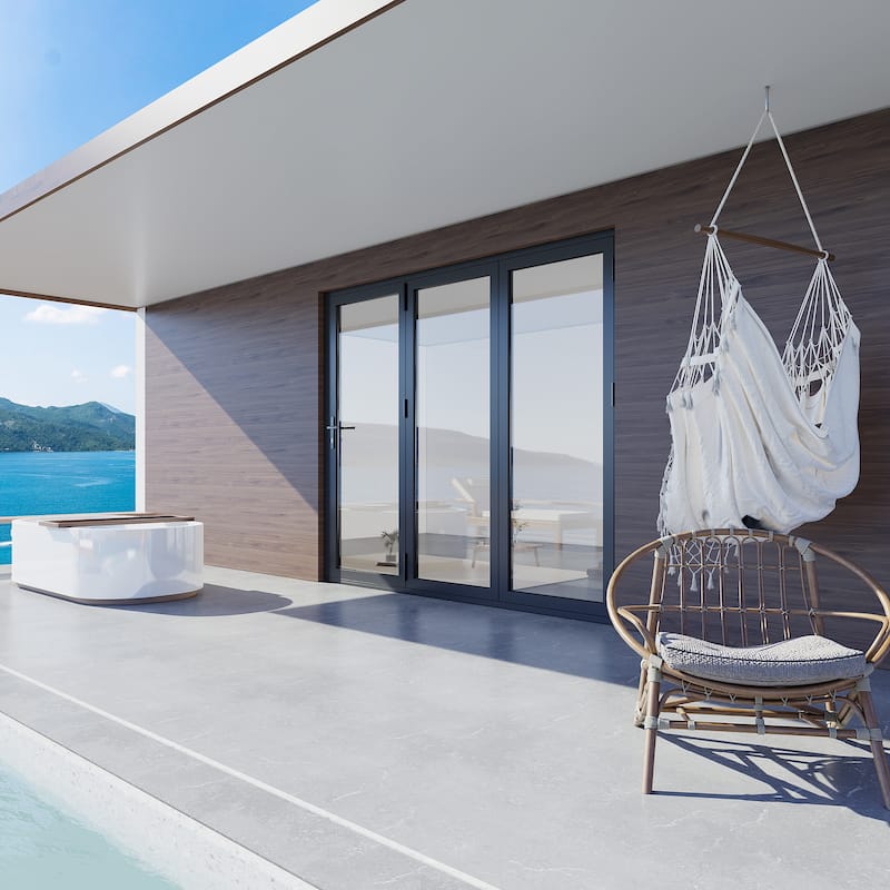 KaMic 96" x 80" 3-Panel Aluminum Patio Folding Door Left to Right-Outswing