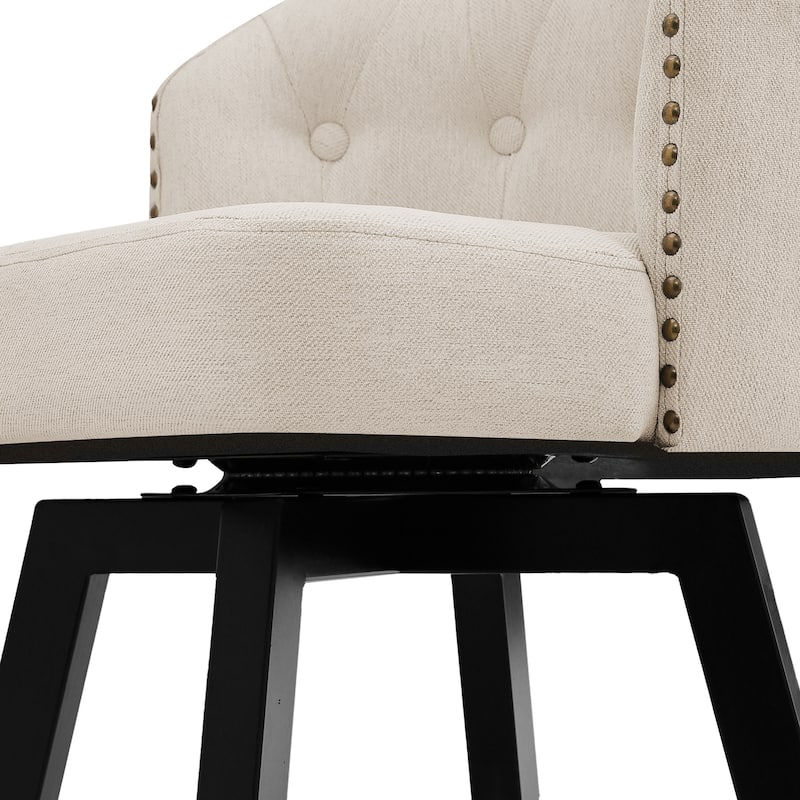 26" Swivel Counter Height Bar Stools Set of 3 Upholstered Counter Stools With Backs - 26" H